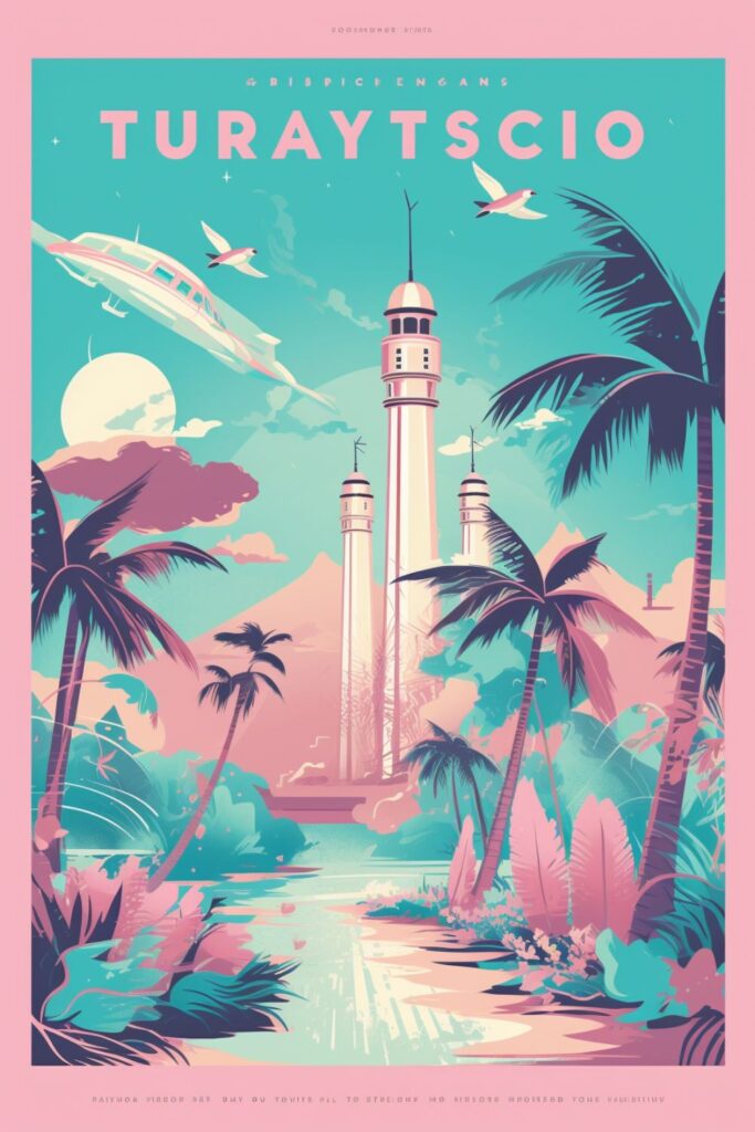 Retro Travel Posters to Imaginary Destinations - Midjourney AI Art Retro Travel Poster Collection