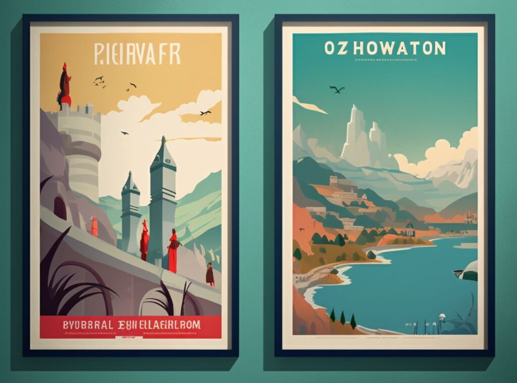 Retro Travel Posters to Imaginary Destinations - Midjourney AI Art Retro Travel Poster Collection 