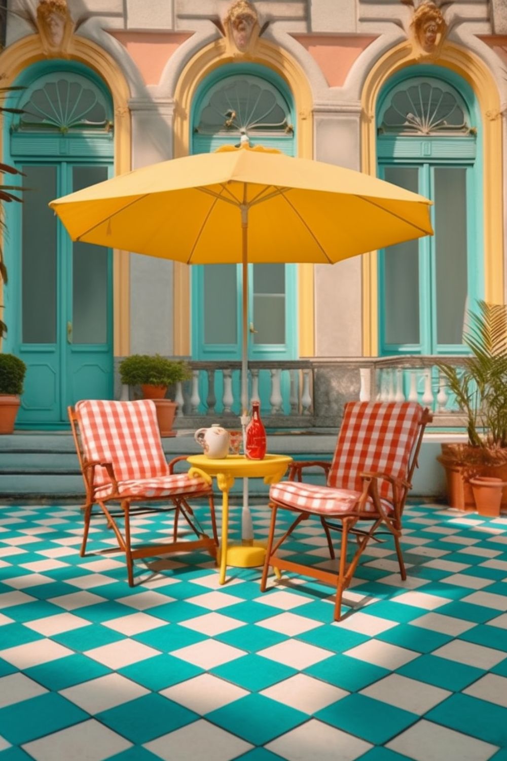Midjourney Interior Prompts in Wes Anderson Style