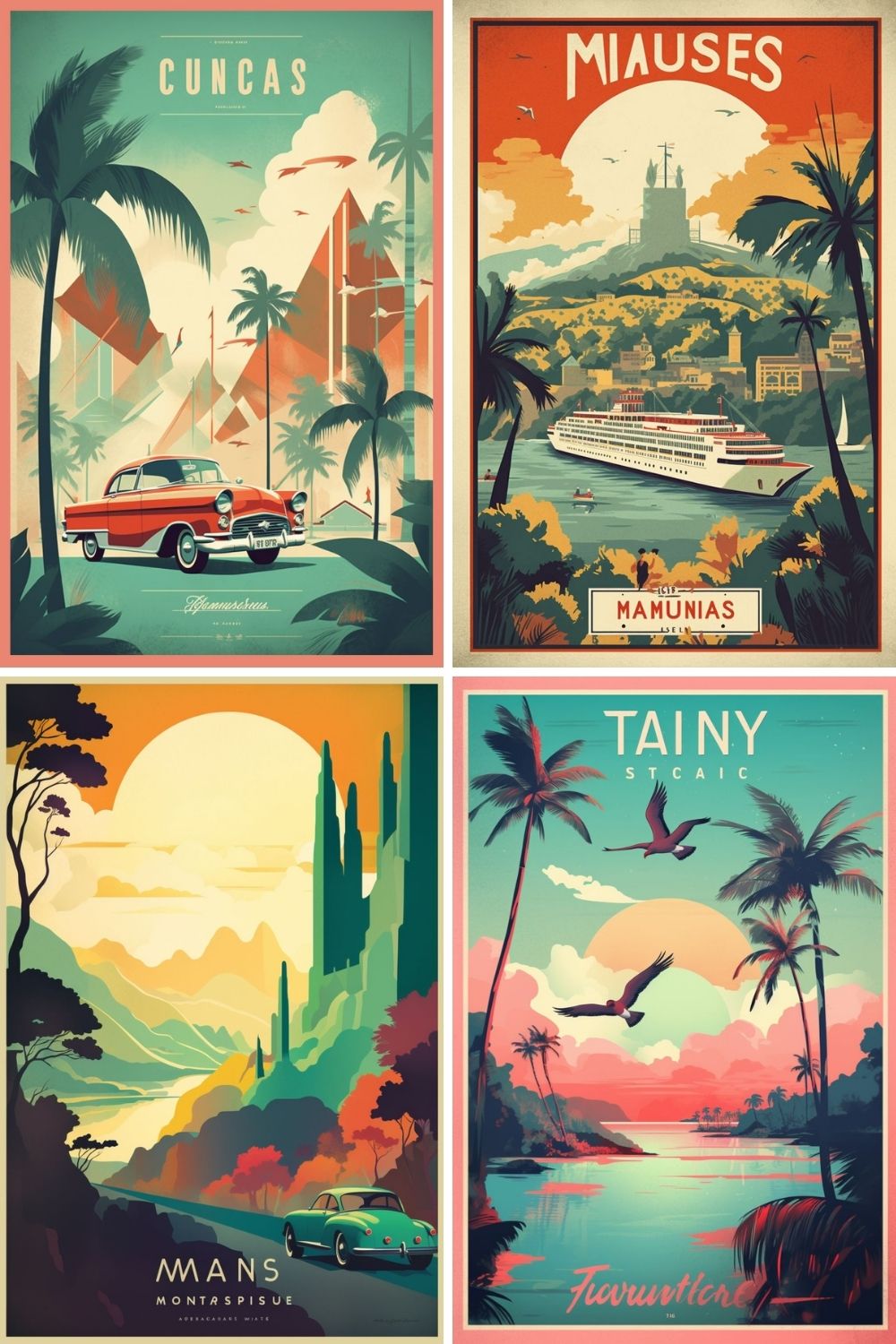 TRAVEL POSTERS - Best Creative Unique Midjourney Prompt Ideas To Spark Your Creativity - Sprinkle of AI Image Prompt Set 15