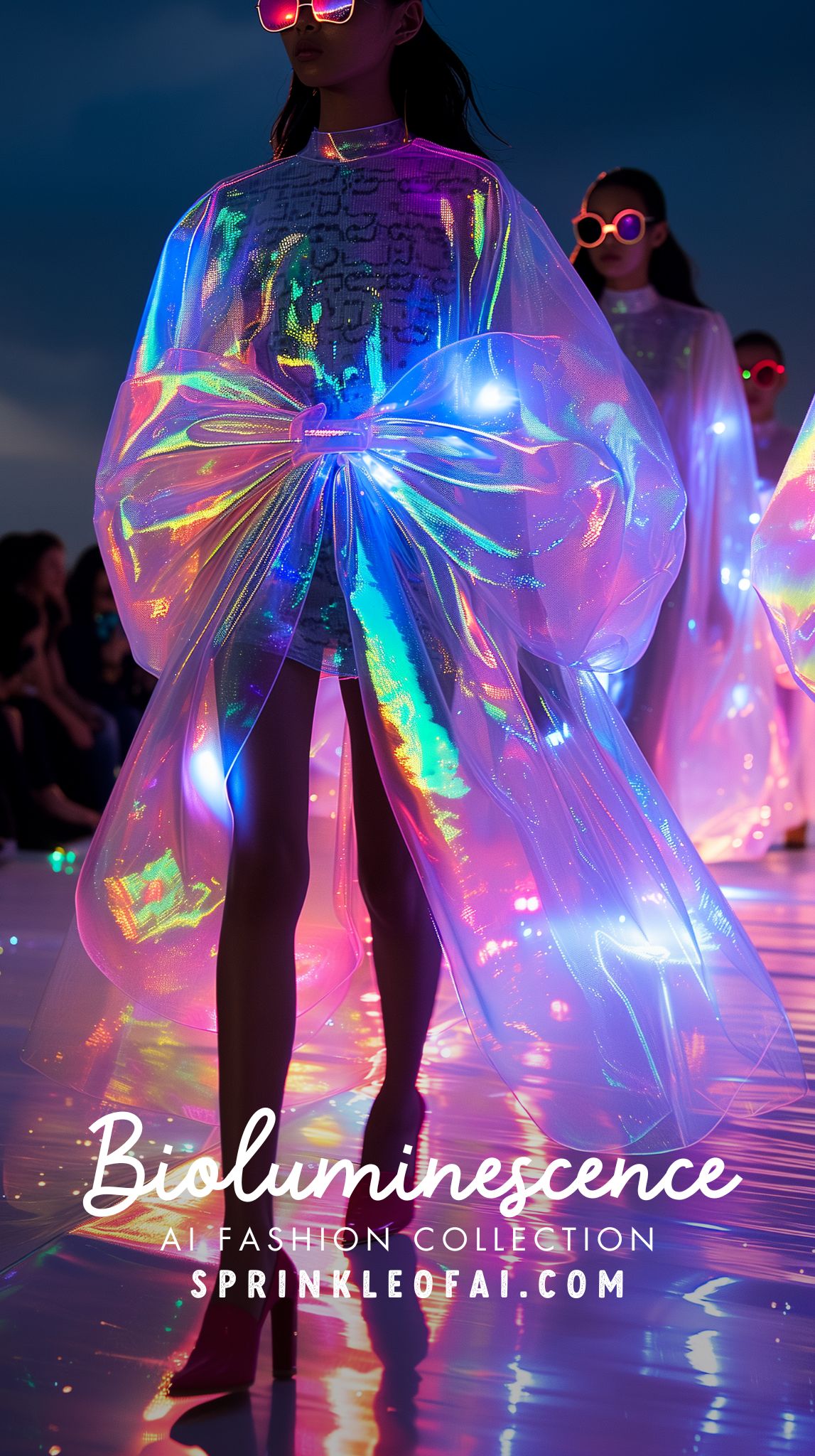 AI Fashion - Iridescent Bioluminescent AI Fashion Collection by Sprinkle of AI for AI Fashion Week