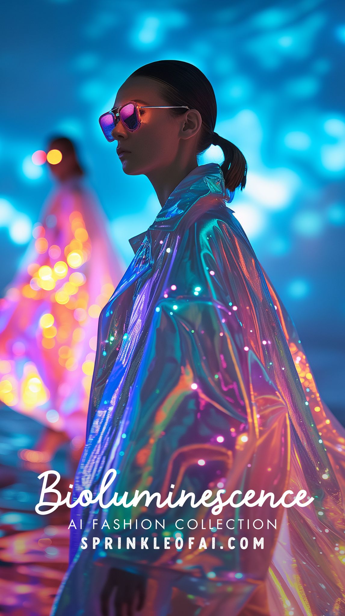 AI Fashion Collection - Bioluminescent Rainwear - Sprinkle of AI Fashion Week