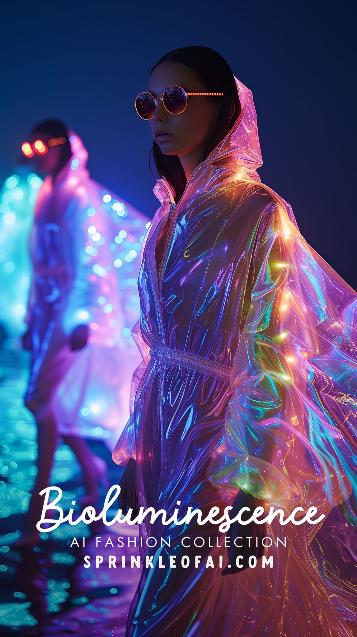 AI Fashion - Iridescent Bioluminescent AI Fashion Collection by Sprinkle of AI for AI Fashion Week 