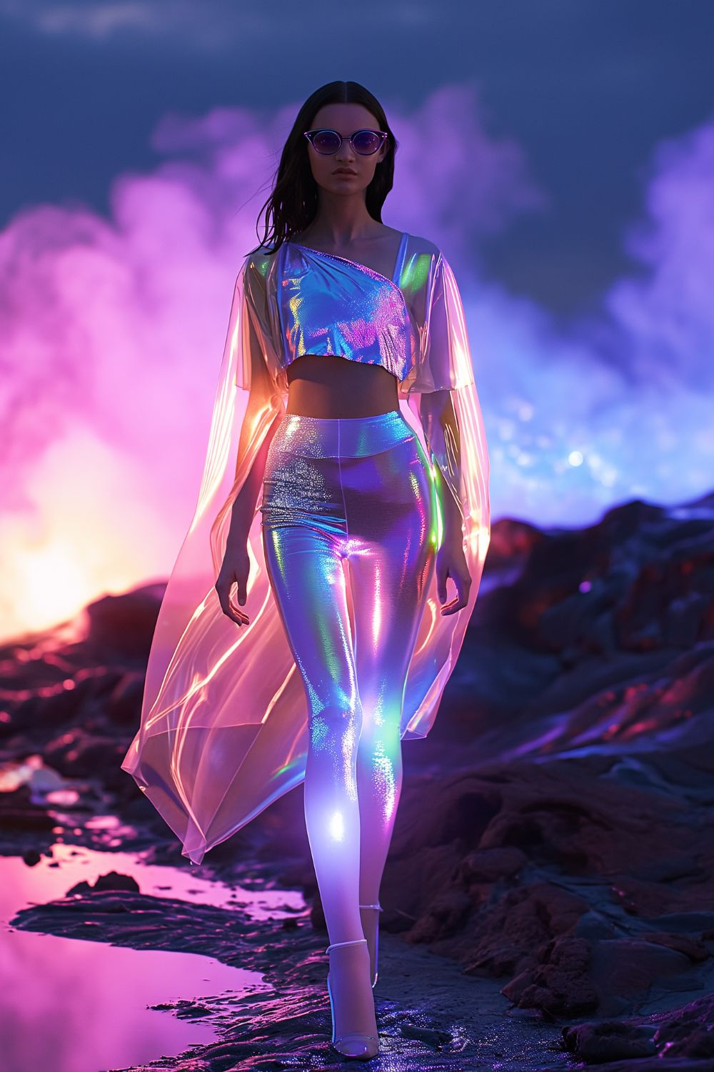 Midjourney AI Fashion Collection - The Viral Iridescent Bioluminescent Dress