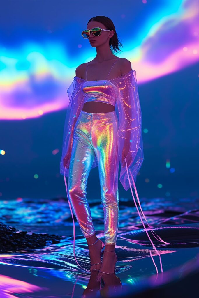 Midjourney AI Fashion Collection - The Viral Iridescent Bioluminescent Dress 