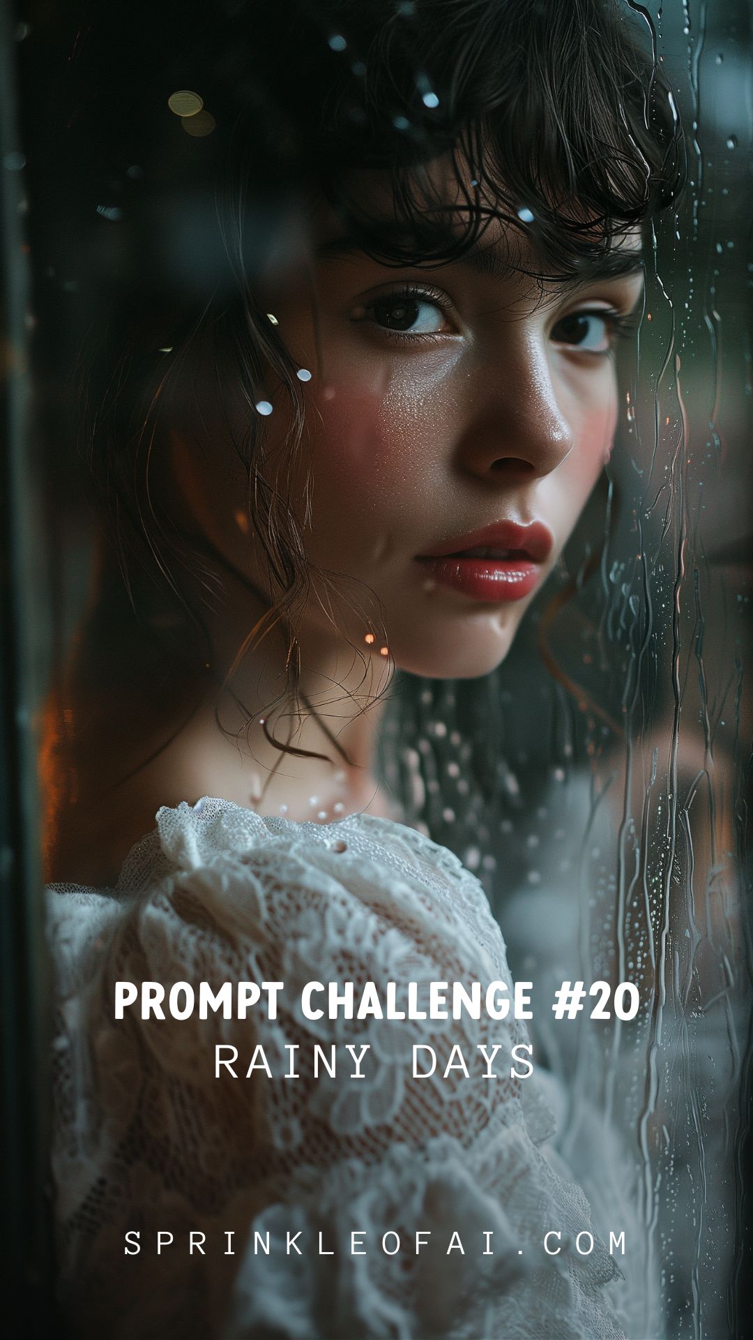 Sprinkle Prompt Challenge on Threads - Sprinkle of AI - Midjourney Prompt Rainy Days Portrait